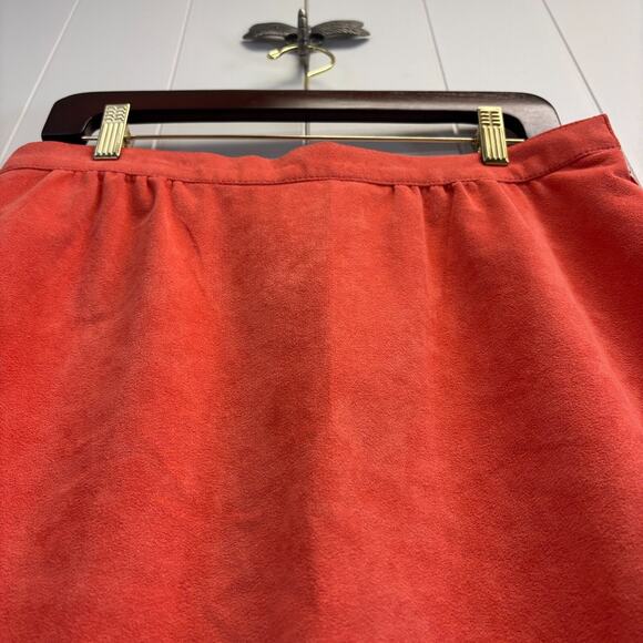 Vintage Samuel Robert Womens Faux Suede Secretary Straight Skirt Size L Coral - Picture 6 of 7